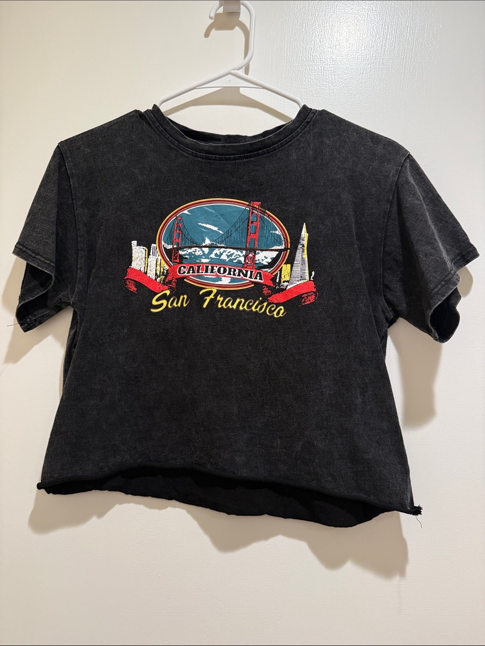 San Francisco California Graphic Crop Tee - Black